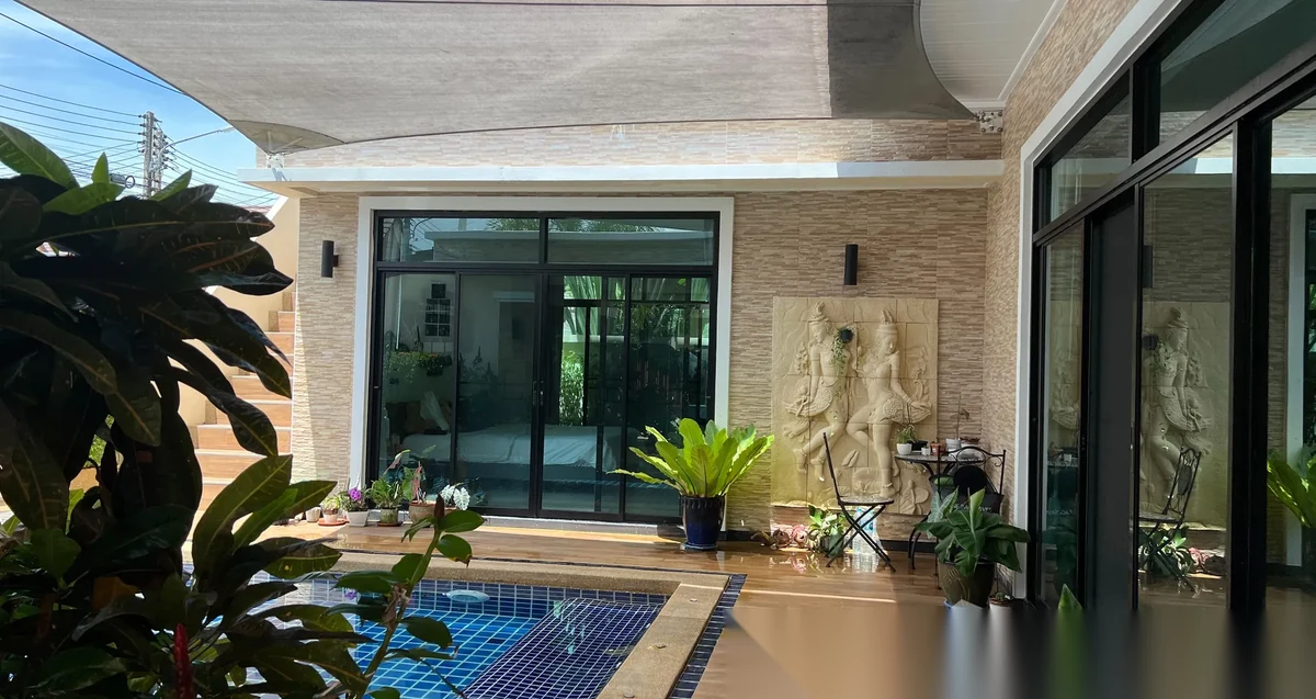 3 Bedroom Villa for rent at Anocha Village complex · Thep Krasattri · Pool View — photo 2