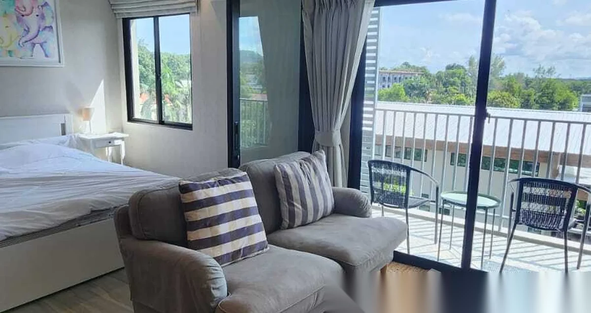 Studio Apartment for rent at The Title Residencies complex · Sakhu · Pool View