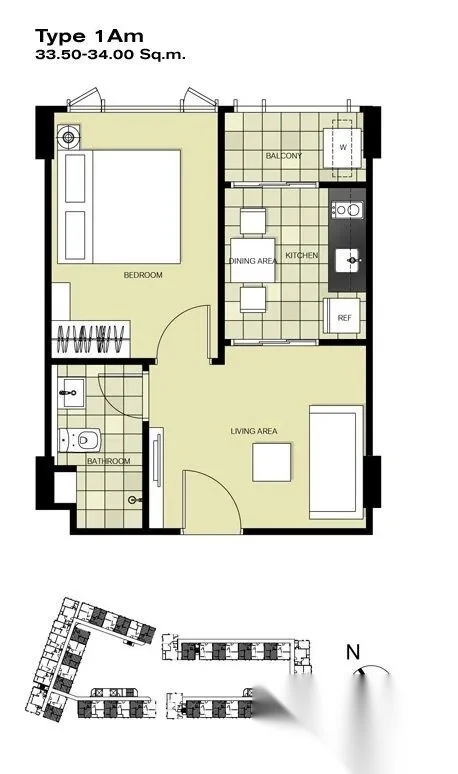Апартаменты 1BR в ЖК The Base Downtown · Вичит · Вид на бассейн — фото 7