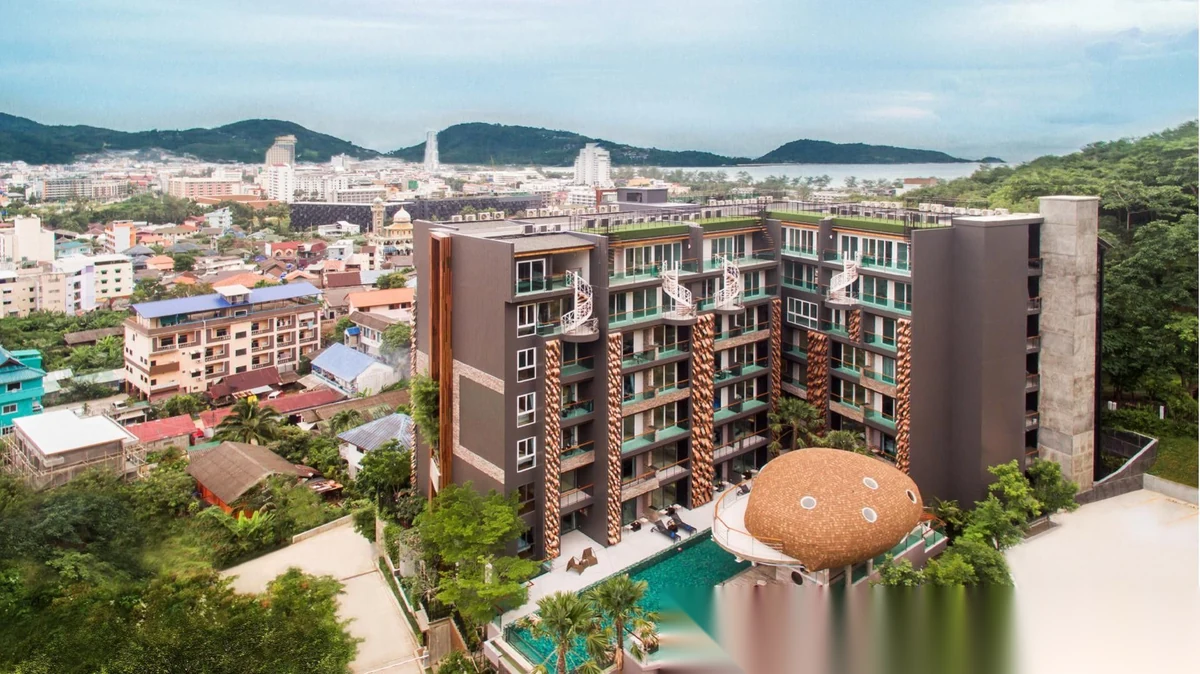 Апартаменты студия в ЖК The Emerald Terrace · Патонг · Выход к бассейну — фото 4