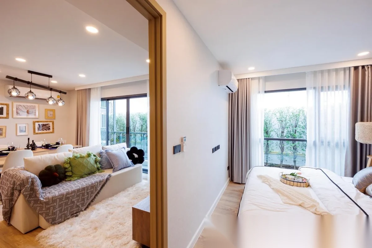 Апартаменты 2BR в ЖК Space Cherngtalay Condominium · Чернг Тале / Bang Tao · Вид в сад — фото 9