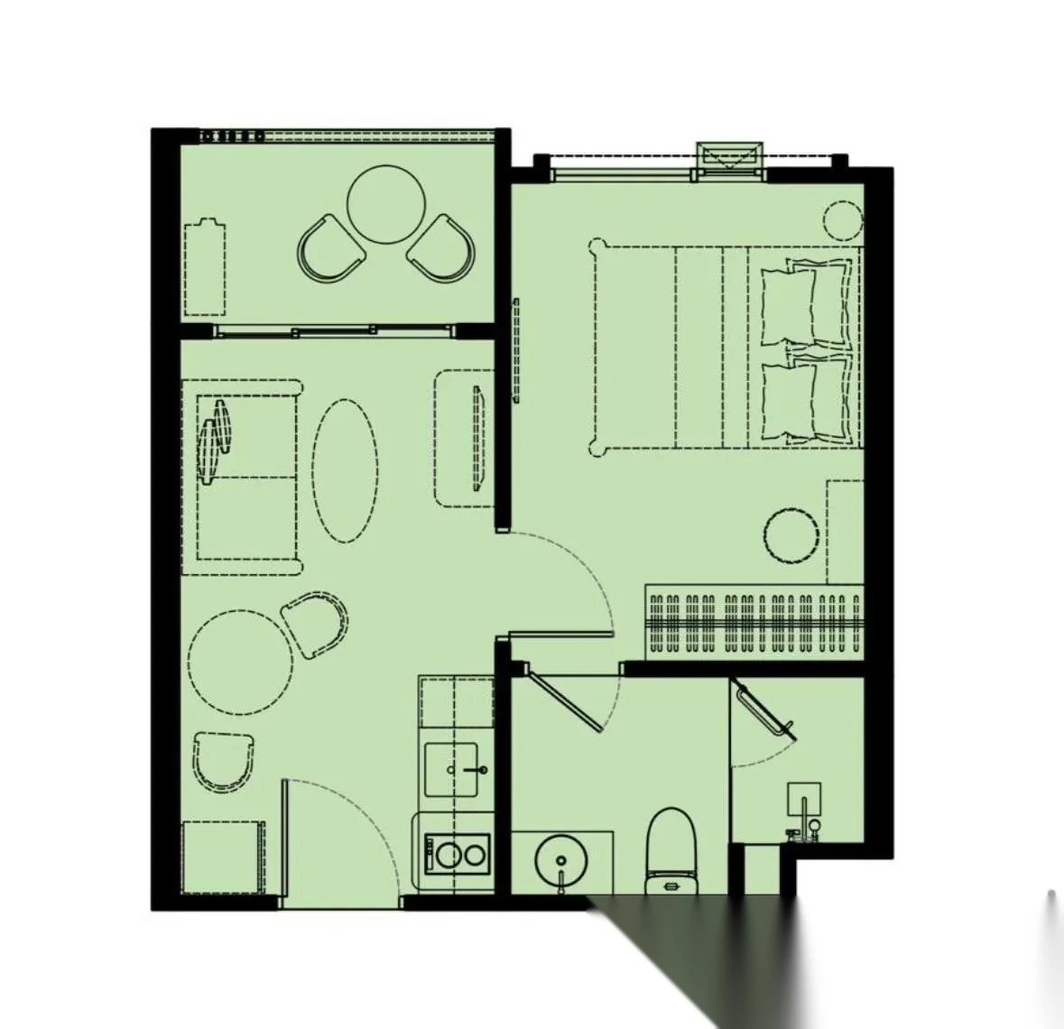 Апартаменты 1BR в ЖК The Title Serenity Naiyang · Саку · Выход к бассейну — фото 26