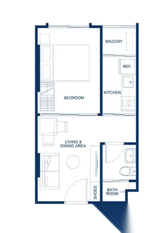 Апартаменты 1BR в ЖК THE BASE Bukit · Вичит · Вид на бассейн — фото 12