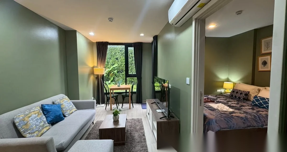 Апартаменты 1BR в ЖК THE BASE Central Phuket · Вичит · Вид в сад