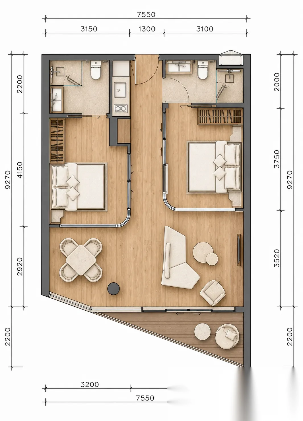 Апартаменты 2BR в ЖК SOLE MIO Residences · Чернг Тале / Bang Tao — фото 5