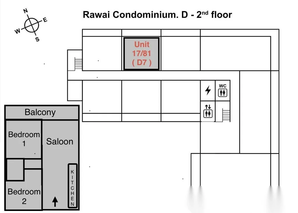 2 Bedroom Apartment for sale at Rawai Condominium complex · Rawai · Partial Sea View — photo 14