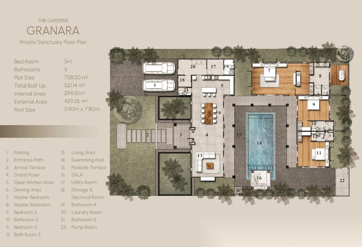 Вилла 3BR в комплексе The Gardens by Vichara · Чернг Тале / Bang Tao · Вид на бассейн — фото 29