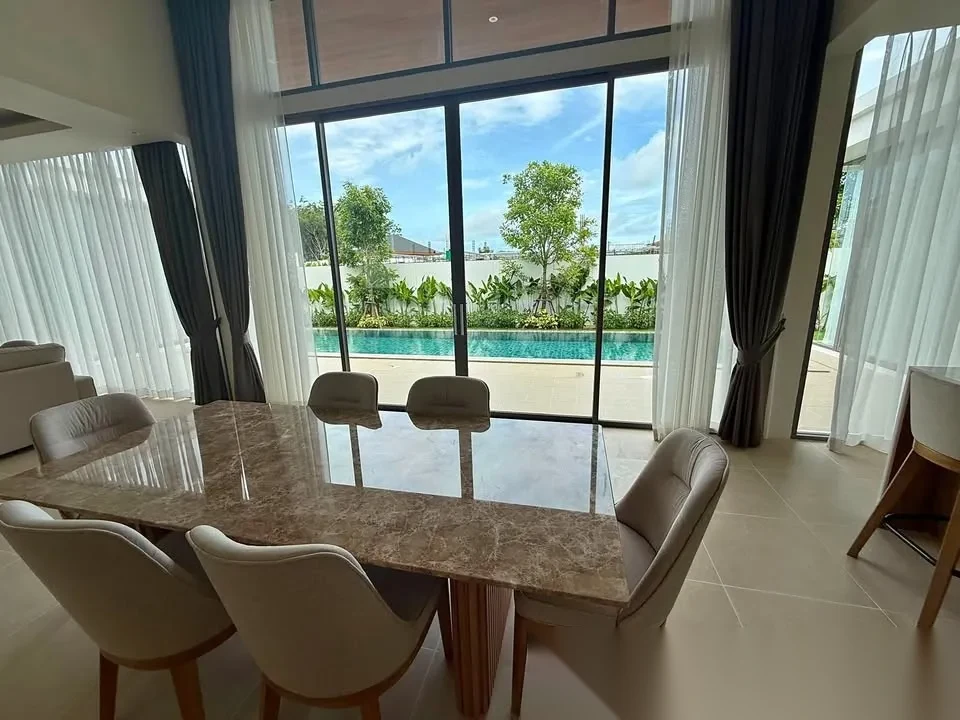 4 Bedroom Villa for rent at The Ozone Campus Villa complex · Thep Krasattri · Pool View — photo 2