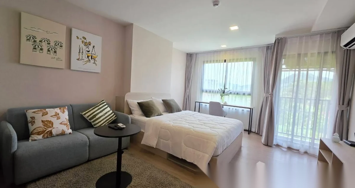 Апартаменты 1BR в ЖК THE BASE Bukit · Вичит · Вид в сад