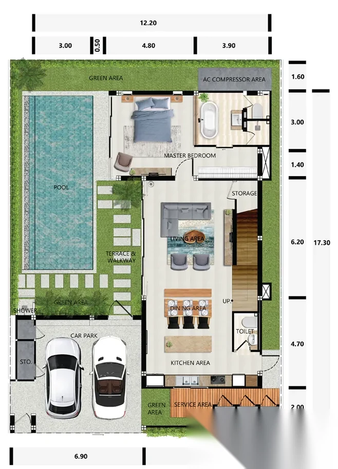 3 Bedroom Villa for sale at Zenithy Pool Villa complex · Si Sunthon · Pool View — photo 39