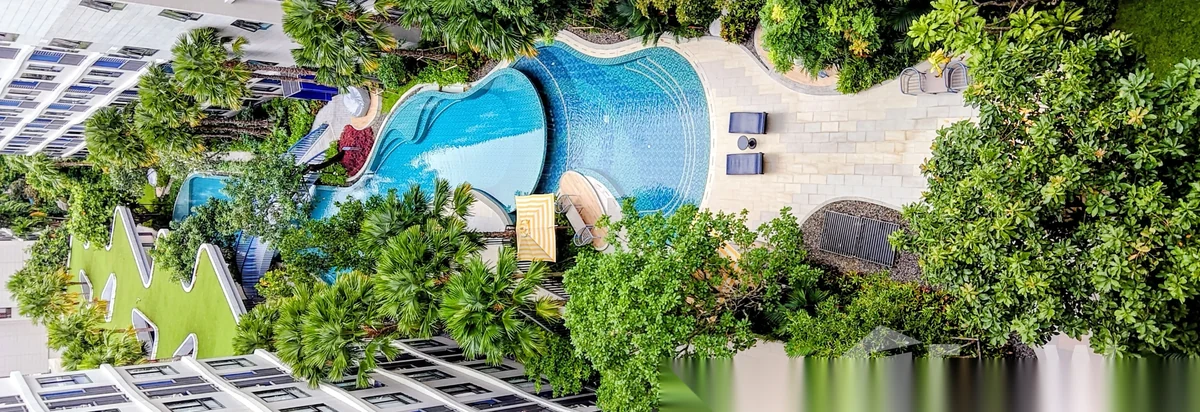 Апартаменты 2BR в ЖК Dcondo Reef Phuket · Кату · Вид на бассейн — фото 3