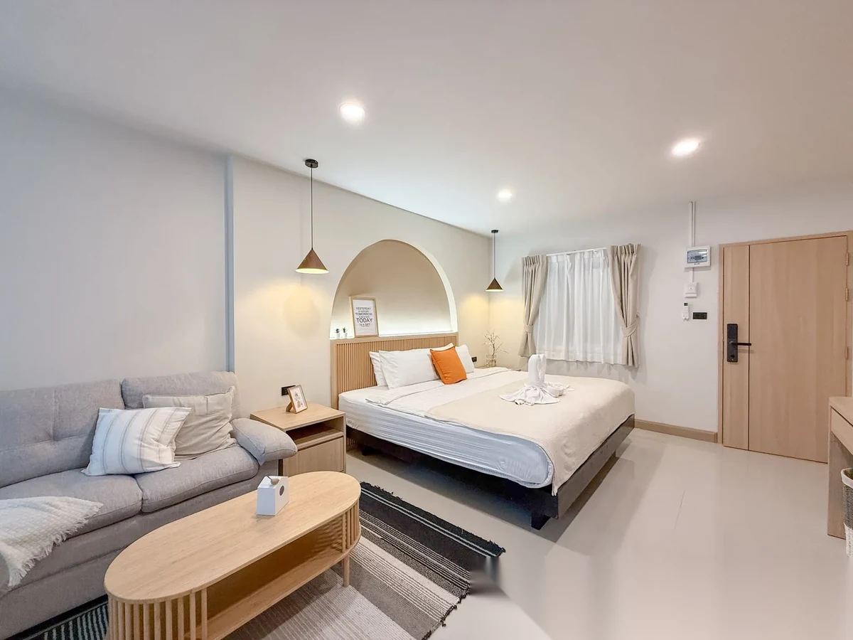 Studio Apartment for rent at Abundant Eco Hostel Phuket complex · Choeng Thale · Garden View