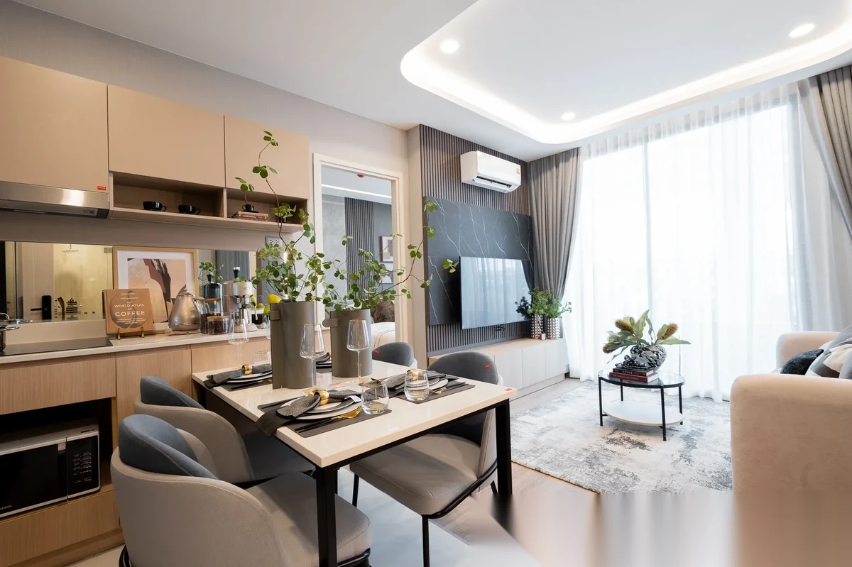 Апартаменты 2BR в ЖК Arise Vibe · Си Сунтон · Вид на бассейн — фото 2