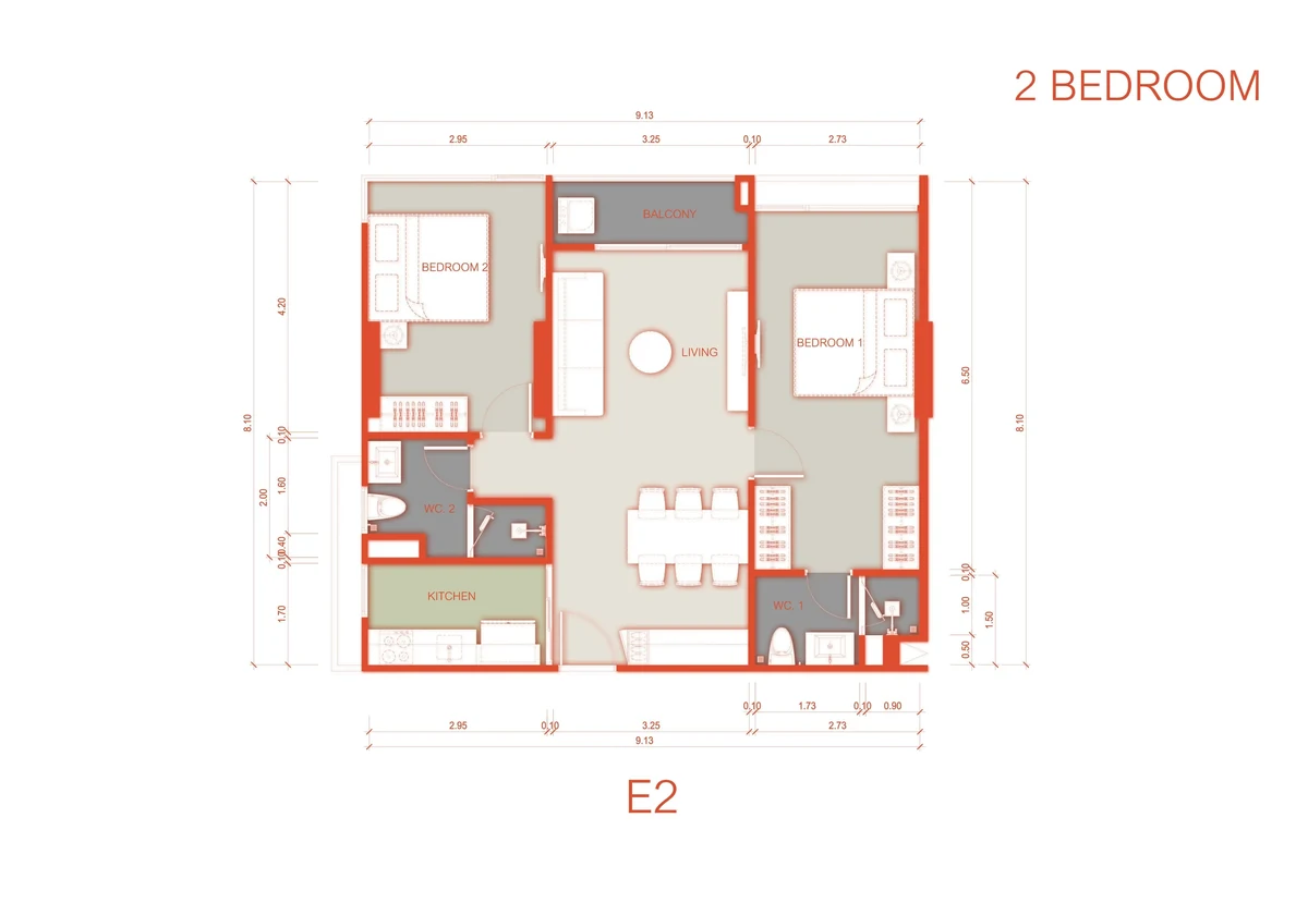 Апартаменты 2BR в ЖК Arise Vibe · Си Сунтон · Вид на бассейн — фото 11